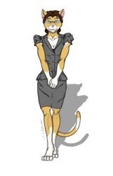 2012 anthro biped business_suit businesswear clothing domestic_cat ear_piercing eyewear felid feline felis female glasses laura_(zat_virgil) mammal piercing solo standing suit zat_virgil zavir