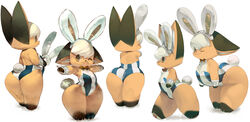 anthro ass big_butt blush bunny_costume canid canine chibi clothing costume fake_ears fake_rabbit_ears female fox hi_res koki mammal solo wide_hips yellow_eyes