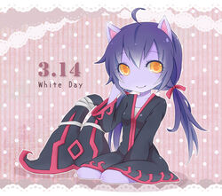 accessory ahoge alternate_hairstyle animal_humanoid clothing female hair hair_accessory hair_ribbon hand_in_hair hat headgear headwear humanoid ichancat league_of_legends long_hair looking_at_viewer lulu_(lol) purple_body purple_hair purple_skin ribbons riot_games robe smile solo tencent touching_hair twintails white_day witch_hat yellow_eyes yordle