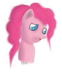 2013 aruigus808 blue_eyes earth_pony equid equine female feral friendship_is_magic fur hair hasbro horse mammal my_little_pony open_mouth pink_body pink_fur pink_hair pinkie_pie_(mlp) pony simple_background solo white_background