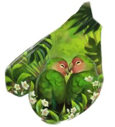 2023 alexpahomov avian beak_kiss bird digital_media_(artwork) digital_painting_(artwork) duo feathers feral flower green_body green_feathers green_theme happy heart_symbol lovebird painting_(artwork) palm_tree parrot pink_face plant side_by_side sitting tree true_parrot 
