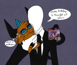 album birthday bovid caprine caprine_demon creepypasta cryptid demon digital_media_(artwork) duo goat_demon humanoid male mammal monster monstrous_humanoid silly slenderman slim unknown_species vonder vonderdevil