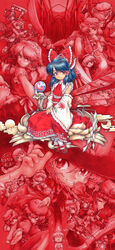  6+girls album_cover alice_margatroid asakura_rikako bat_wings black_hair book chen cirno commentary_request cover cover_image crescent crescent_moon detached_sleeves everyone fighting_stance flandre_scarlet flower genjii_(touhou) gohei hair_ribbon hairband hakurei_reimu hat head_wings highres holding holding_flower hong_meiling instrument is_that_so izayoi_sakuya keyboard_(instrument) kirisame_marisa kitashirakawa_chiyuri koakuma konpaku_youmu konpaku_youmu_(ghost) letty_whiterock lily_white lotus_pedestal lunasa_prismriver lyrica_prismriver maribel_hearn marker_(medium) master_asia merlin_prismriver mima_(touhou) moon morichika_rinnosuke multiple_girls okazaki_yumemi orb parody patchouli_knowledge red_eyes red_flower red_theme remilia_scarlet ribbon rumia saigyouji_yuyuko sakura_ni_tsudoishi_legion short_hair sitting skull smile spider_lily star_(symbol) toho_kakuri_sato touhou touhou_(pc-98) traditional_media turtle usami_renko violin wings yakumo_ran yakumo_yukari yin_yang yin_yang_orb 