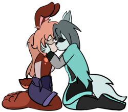  2022 alpha_channel anthro barefoot big_feet canid canine canis closed_eyes clothed clothing darkburst_(artist) digital_media_(artwork) duo dust:_an_elysian_tail dust_(elysian_tail) feet female flat_colors frozarcold haley_(elysian_tail) hand_on_face intimate kiss_on_lips kissing lagomorph leporid male male/female mammal rabbit romantic romantic_couple simple_background transparent_background wolf 