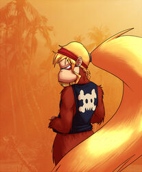  blonde_hair clothing diddy_kong_racing dixie_kong donkey_kong_(series) female green_eyes hair haplorhine hi_res kong long_hair mammal monkey nintendo primate rareware rocker shesamonkey solo topwear vest 