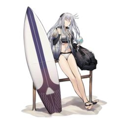  ak-12_(age_of_slushies)_(girls&#039;_frontline) ak-12_(girls&#039;_frontline) bikini black_ribbon braid brain_freeze breasts closed_eyes closed_mouth crossed_legs cup curly_hair drinking_glass duoyuanjun eating feet feet_up female food french_braid full_body girls&#039;_frontline grey_hair head_tilt holding holding_cup holding_spoon ice_cream jacket leaning legs long_hair long_sleeves medium_breasts navel no_shoes official_alternate_costume official_art outdoors ribbon sand shaved_ice sidelocks silver_bikini solo spoon squiggle strap surfboard swimsuit thighs toeless_legwear toes transparent_background very_long_hair weapon_bag 