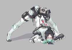  apex_legends ass black_hair bodysuit cable english_commentary female gloves grey_background hair_behind_ear hair_bun highres holding holding_knife hope&#039;s_dusk_(apex_legends) jack-o&#039;_challenge knife kunai mask mouth_mask official_alternate_costume parted_bangs quarantine_722_wraith renee_shika_egakan shadow single_hair_bun solo top-down_bottom-up weapon white_bodysuit white_gloves wraith_(apex_legends) 