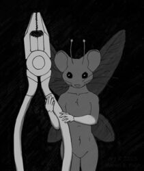  2023 ambiguous_gender antennae_(anatomy) anthro cybercorn_entropic fairy featureless_crotch insect_wings looking_at_viewer mammal mouse murid murine nude pliers rodent solo tools tooth_fairy whiskers wings 