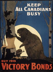  1918 20th_century ambiguous_gender ancient_art beaver black_eyes branch brown_body brown_fur buckteeth duo english_text feral forest fur hi_res mammal moon night open_mouth outside plant politics poster poster_template propaganda propaganda_poster rodent snout solo_focus tail teeth text traditional_media_(artwork) tree unknown_artist whiskers 