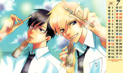  calendar hatori_bisco jpeg_artifacts male ootori_kyouya ouran_high_school_host_club scanning_artifacts suou_tamaki 