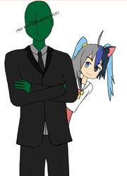  :3 ahoge animal_ears anonymous black_hair blue_eyes blue_hair can&#039;t_be_this_cute cat_ears clannad crossed_arms crossover drawfag formal fusion hatsune_miku ikeda_kana izumi_konata kud_wafter little_busters! long_hair lucky_star moetron multicolored_hair necktie noumi_kudryavka oerba_yun_fang ore_no_imouto_ga_konna_ni_kawaii_wake_ga_nai parody sakagami_tomoyo saki school_uniform silver_hair suit tie twintails vocaloid 