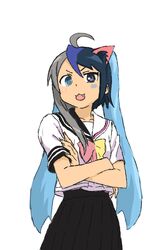  :3 ahoge animal_ears arms_crossed black_hair blue_eyes blue_hair can&#039;t_be_this_cute cat_ears clannad crossed_arms crossover drawfag fusion hatsune_miku ikeda_kana izumi_konata kud_wafter little_busters! long_hair lucky_star moetron multicolored_hair noumi_kudryavka oerba_yun_fang open_mouth ore_no_imouto_ga_konna_ni_kawaii_wake_ga_nai parody sakagami_tomoyo saki school_uniform silver_hair skirt twintails vocaloid 