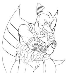  anthro anthro_on_anthro bone_frill cavemanon_studios closed_eyes clothed clothing duo extinct eye_scar facial_scar feathered_wings feathers female female/female forearms frill_(anatomy) hair hand_on_back hand_on_head hug husband_and_wife intraspecies larger_male male male/female married_couple membrane_(anatomy) membranous_wings monochrome prehistoric_species prometheuzone pterodactylus pterosaur reptile ripley_(snoot_game) samantha_(snoot_game) scaled_forearms scales scalie scar short_tail simple_background size_difference smaller_female smile snoot_game snout tail using_wings wing_hug wings 