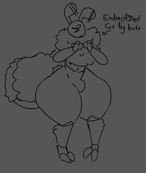  2023 2_toes 3_fingers antennae_(anatomy) anthro arthropod arthropod_abdomen ass bee bee_(fluffybeeboy) big_abdomen big_butt bulge embarrassed excessive_fluff eyebrows feet fingers fluffy fluffybeeboy huge_butt hymenopteran insects male monochrome solo text thick_eyebrows toes 