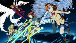  3boys 3girls academy_city accelerator_(toaru_majutsu_no_index) action aerokinesis air_current albino angel_wings attack battle beam black_hair blonde_hair breasts brown_eyes brown_hair building choker city city_lights cityscape commentary_request diagonal-striped_shirt diagonal_stripes dress electricity electrokinesis element_bending emblem endymion_(toaru) energy energy_ball energy_beam energy_wings feathered_wings feathers firing gloves glowing glowing_eye glowing_eyes headband highres horizon jack-barro kakine_teitoku large_breasts large_wings level_5_(toaru) long_hair medium_hair megastructure misaka_mikoto mugino_shizuri multiple_boys multiple_girls multiple_wings necktie night official_alternate_color outdoors plasma psychic red_necktie school_emblem school_uniform science_fiction shirt shokuhou_misaki short_hair skirt sky sogiita_gunha space_elevator spread_wings star_(sky) starry_sky striped_clothes striped_shirt thighhighs toaru_majutsu_no_index tokiwadai_school_uniform tower visible_air vortex white_feathers white_hair white_wings wind wings 