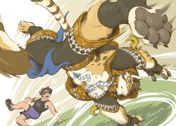  2018 abs anthro athletic athletic_anthro athletic_human athletic_male breakdancing clothing clouded_leopard countershading dancing digital_media_(artwork) duo feet felid fur hair hidden_eyes high-angle_view hoodie human likulau male mammal nekojishi pantherine paws simple_background spots studio_klondike tattoo tian-liao_lin tigerlukke toes topwear upside-down 