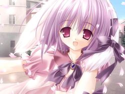  animal_ears farfa female game_cg light_purple_hair magical_tale petals purple_eyes purple_hair rabbit_ears ribbon short_hair solo tinker_bell_(pixiv_10956015) 