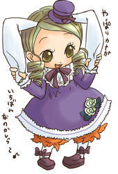  :d animal_ears artist_request blonde_hair bloomers blush dress drill_hair female flower full_body green_eyes hat kanaria long_sleeves mini_hat mini_top_hat open_mouth orange_bloomers purple_dress purple_ribbon rabbit_ears ribbon rose rozen_maiden shoes simple_background smile solo standing top_hat twin_drills underwear white_background 