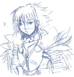  .hack// 1boy balmung_(.hack//) lowres male_focus monochrome solo yuura_shiu 