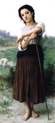  barefoot cane female fine_art grazing_(livestock) margaret_the_barefooted real_life real_life_insert realistic shepherd shepherd&#039;s_crook skirt solo staff william-adolphe_bouguereau 