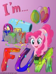  2015 3:4 absurd_res attached_to_balloon balloon brush bucket cannon confetti container cutie_mark earth_pony english_text equid equine extruded_text female feral friendship_is_magic fur geometric_balloon hair hasbro heart_balloon heart_symbol hi_res horse inflatable mammal my_little_pony paint paint_can party_cannon pink_body pink_fur pink_hair pinkie_pie_(mlp) pony poster poster_template ranged_weapon shaped_balloon solo stinkehund text weapon 