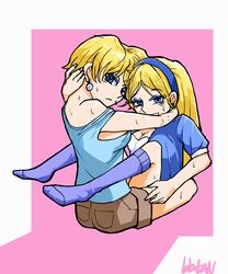  2girls blonde_hair blue_eyes carol_pingrey long_hair lori_loud multiple_girls short_hair the_loud_house yuri 