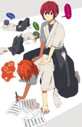  ... 4boys arm_support blue_hair commentary_request ensemble_stars! fushimi_yuzuru glasses green_hair grey_hakama hakama hakama_skirt hasumi_keito hero_(dka) japanese_clothes kimono looking_at_viewer lying male_focus multiple_boys no_shoes on_side orange_hair pen purple_eyes red_hair riding sheet_music sitting sitting_on_person skirt sleeping spoken_ellipsis spoken_zzz suou_tsukasa tabi tsukinaga_leo unworn_eyewear zzz 