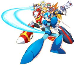  3girls 4boys alia_(mega_man) android arm_cannon armor axl_(mega_man) axl_bullets blonde_hair blue_eyes bodysuit brown_hair cinnamon_(mega_man) full_body green_eyes green_hair gun handgun hat helmet highres holding holding_gun holding_sword holding_weapon joints looking_at_viewer marino_(mega_man) mega_man_(series) mega_man_x_(series) mega_man_x_dive mizuno_keisuke multiple_boys multiple_girls nurse nurse_cap official_art parted_lips robot robot_ears robot_joints serious slashing smile sword transparent_background vile_(mega_man) weapon x_(mega_man) z_saber zero_(mega_man) 