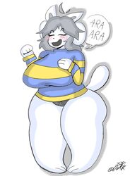  anthro anthrofied big_breasts breasts clothed clothing female hair hi_res lewd_dorky mammal solo tem temmie_(undertale) thick_thighs undertale undertale_(series) white_body 