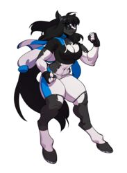  2019 5_fingers absurd_res alpha_channel anthro ashe_(midrushnic) big_breasts black_hair blue_eyes breasts digital_media_(artwork) equid equine eyebrows eyelashes female fingers hair hi_res hooves horse looking_at_viewer mammal simple_background solo takiminada thick_thighs transparent_background 