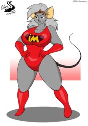  big_breasts boots breasts chrisandcompany clothing female footwear gloves handwear hi_res huge_breasts mammal mouse murid murine rodent solo superhero tiffany_carrell 