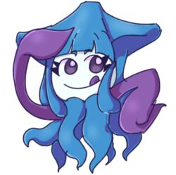  blue_body blue_skin cephalopod coleoid fakemon female low_res marine mimimie mollusk octopodiform pokemon_clover purple_eyes smile solo tongue tongue_out unknown_artist white_body white_skin 