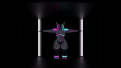  3d_(artwork) ambiguous_gender animated anthro arms_out biped blue_body blue_fur blue_markings dark dash_(mauvedash) digital_media_(artwork) female_(lore) full-length_portrait fur glowing glowing_markings machine markings mauvedash pink_body pink_fur pink_markings portrait protogen rotating short_playtime solo standing white_body 