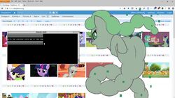  16:9 artificial_intelligence ass badumsquish computer_virus_(program) computer_virus_(species) creeper_(badumsquish) derpibooru digital_creature earth_pony elkie.exe english_text equid equine fan_character female green_eyes hasbro hi_res horn horse mammal my_little_pony mythological_creature mythological_equine mythology pony screencap solo text unicorn widescreen 