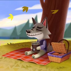  1:1 2020 animal_crossing anthro barefoot basket bedding beverage black_eyebrows black_nose blanket bottomless bread canid canine canis caterpillies closed_eyes clothed clothing cloud container cup dobie_(animal_crossing) eyebrows featureless_crotch feet food fur grass grey_body grey_ears grey_fur grey_paws grey_tail hi_res leaf male mammal mature_anthro mature_male multicolored_body multicolored_fur multicolored_tail nintendo old on_blanket on_ground outside pawpads paws picnic picnic_blanket plant shirt sitting sky smile solo steam sweater sweater_vest tail tea tea_bag topwear tree under_shade vest white_body white_fur white_tail wolf wrinkles 