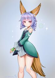  animal_ears dress elin kitsune kumehara_chiyota tail tera_online 