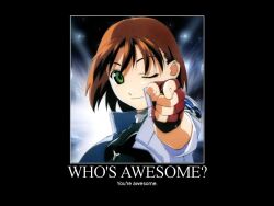  awesome gloves motivator pointing starship_girl wink yamamoto_yohko 