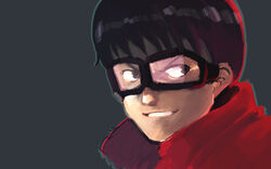  akira goggles kaneda_shoutarou male male_focus shoutarou_kaneda simple_background smile solo 