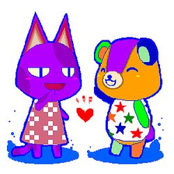  animal_crossing bear bob bob_(animal_crossing) doubutsu_no_mori feline lowres nikoban_(doubutsu_no_mori) nintendo scar stitches stitches_(animal_crossing) yellow_eyes 