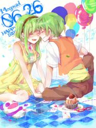  1boy bad_id bad_pixiv_id female genderswap_(ftm) green_hair gumi gumiya happy_birthday juu_mensou_(vocaloid) rule_63 shirozatou short_hair smile tegaki vocaloid yowamushi_mont-blanc_(vocaloid) 