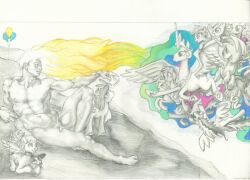  alicorn better_version_at_source cutie_mark equid equine female feral friendship_is_magic group hasbro horn horse human invalid-david male mammal michelangelo_di_lodovico_buonarroti_simoni my_little_pony mythological_creature mythological_equine mythology pegasus pony princess_celestia_(mlp) princess_luna_(mlp) the_creation_of_adam wings 