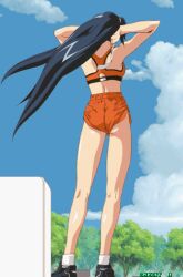  animated animated arms_up asahina_natsuki ass back female hairband long_hair short_shorts shorts solo sports_bra standing super_real_mahjong tanaka_ryou 