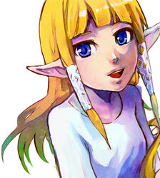  blonde_hair commentary_request female long_hair makoto1009 pointy_ears princess_zelda smile solo the_legend_of_zelda the_legend_of_zelda:_skyward_sword 