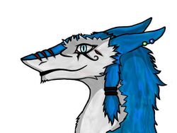  4:3 asyur_kurai-hono blue_eyes female fluffy fur luckysandhawk piercing profile scar sergal shaded solo tattoo vilous 