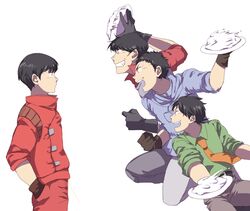  4boys akira boots fight fighting food friends jacket kai_(akira) kaneda_shoutarou male male_focus multiple_boys necktie pie pixiv shima_tetsuo shoutarou_kaneda tie yamagata 