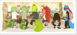  angry chamachama cleaver dandruff eating furry happy_tree_friends hat school_uniform sitting tail 