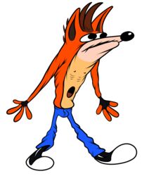  activision alpha_channel anthro bandicoot big_navel black_eyes bulge clothing crash_(series) crash_bandicoot fingerless_gloves gloves handwear hi_res male mammal marsupial meme navel nightmare_fuel oneyng solo 