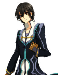  1boy black_hair brown_eyes commentary_request gloves jude_mathis kmikan male_focus simple_background solo tales_of_(series) tales_of_xillia white_background 