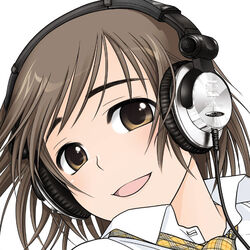  brown_eyes brown_hair female headphone_+_musume headphones ootsuka_mahiro open_mouth original portrait short_hair solo ultrasone 