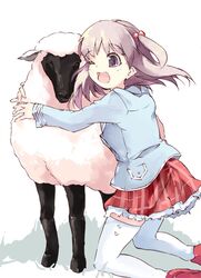  animal female kitano_yuusuke nanako_(to_heart_2) school_uniform sheep solo thighhighs to_heart_(series) to_heart_2 to_heart_2_ad two_side_up 